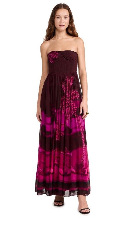 Hemant and Nandita Long Dress Burgundy