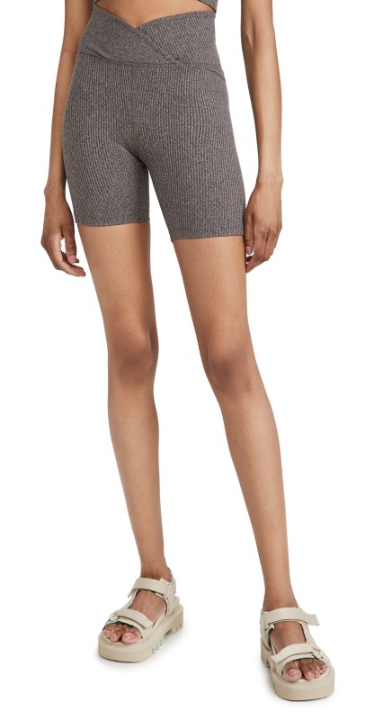 Year of Ours Ribbed V Waist Biker Shorts Heathered Grey
