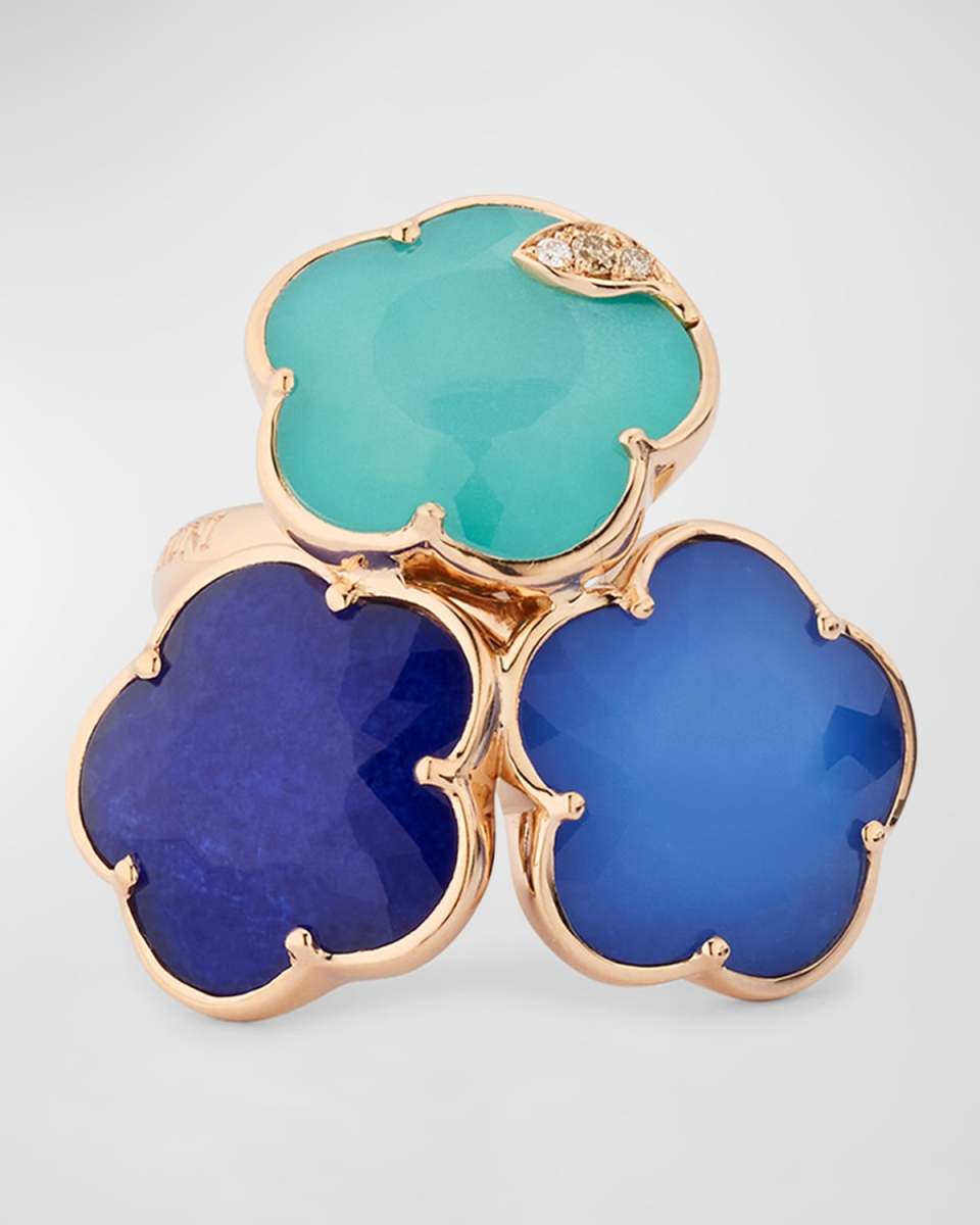Ton Joli 18K Rose Gold Flower Doublet Ring, Size 6.5