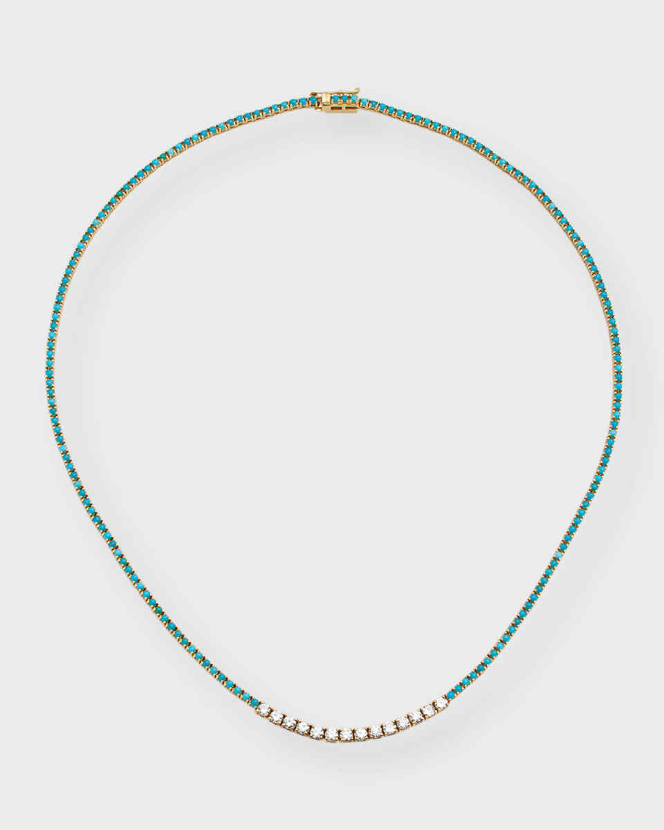 18k Gold Multi-Stone Tennis Necklace