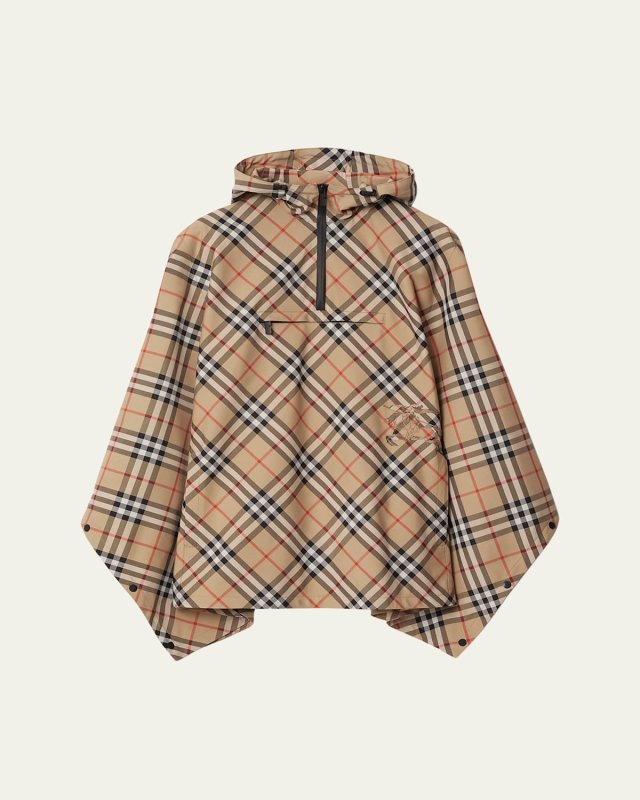 EKD Check Nylon Hooded Poncho