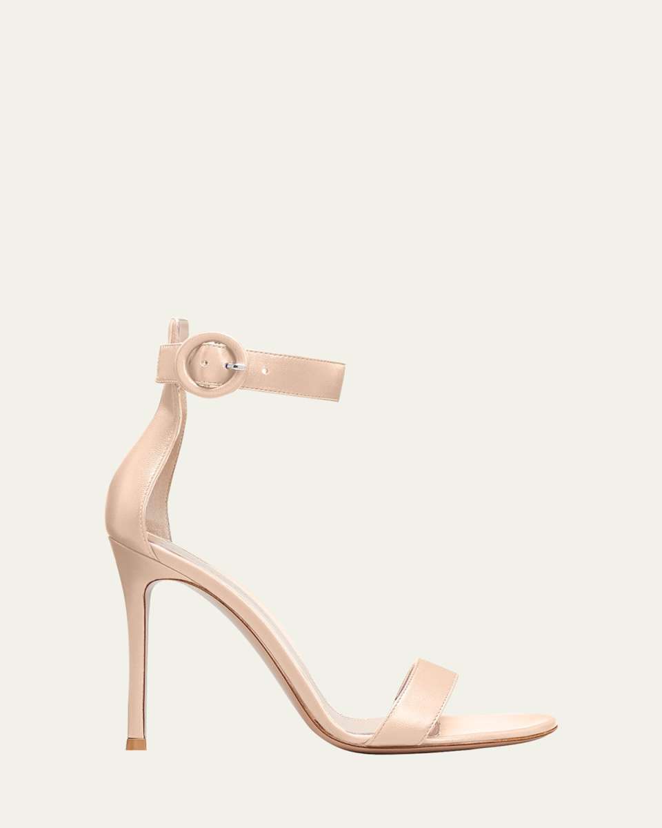 Leather Ankle-Cuff Stiletto Sandals