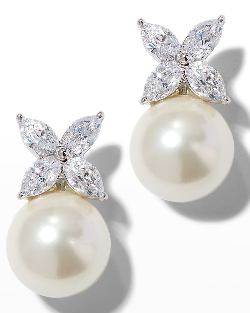 14K White Gold Pearly Post Earrings