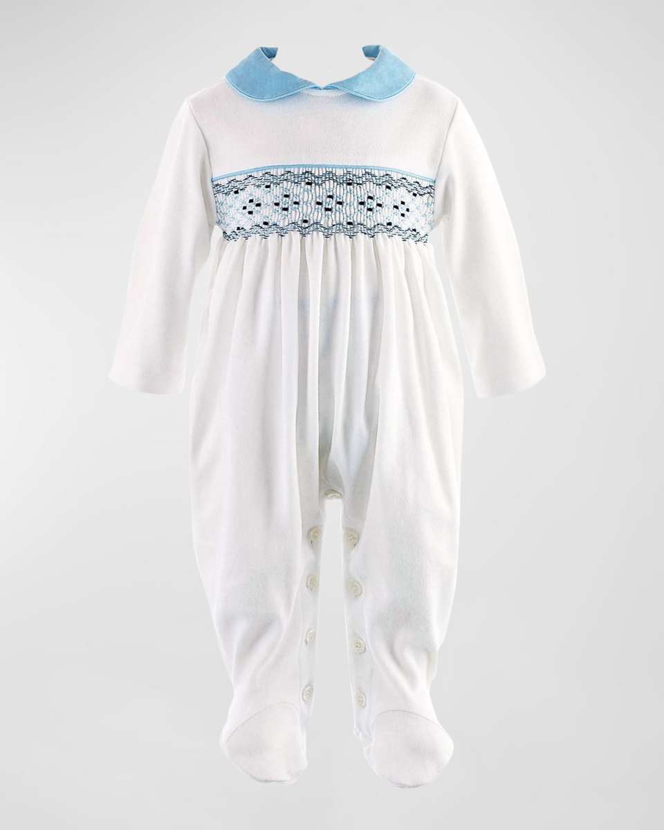 Boy's Smocked Footed Coverall, Size Newborn-