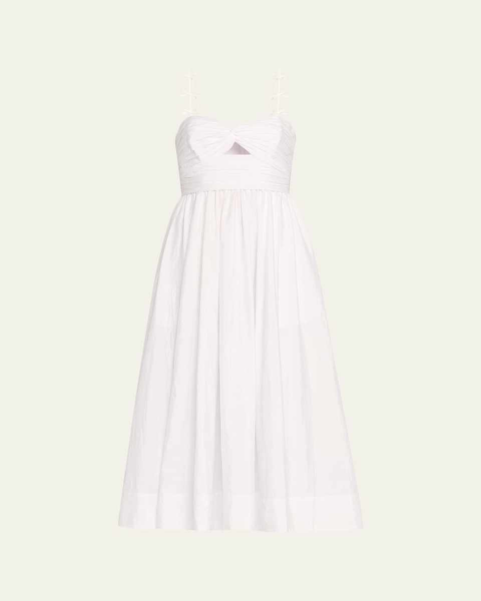 Agnes Bow-Strap Sweetheart Midi Dress