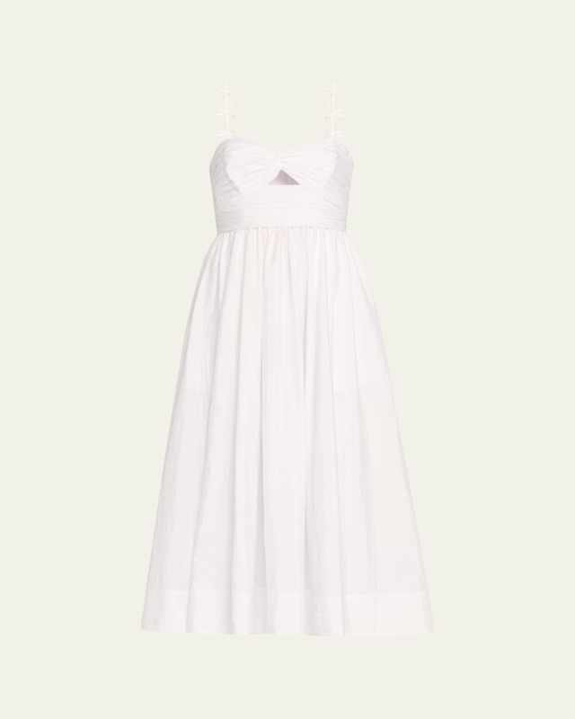 Agnes Bow-Strap Sweetheart Midi Dress