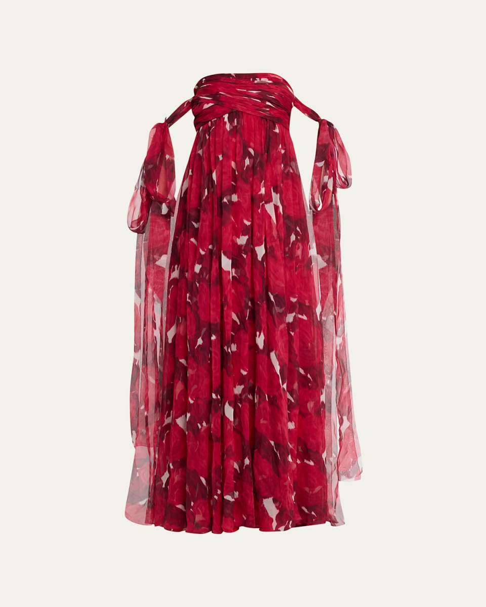 Chiffon Rose Moire Off-Shoulder Gown