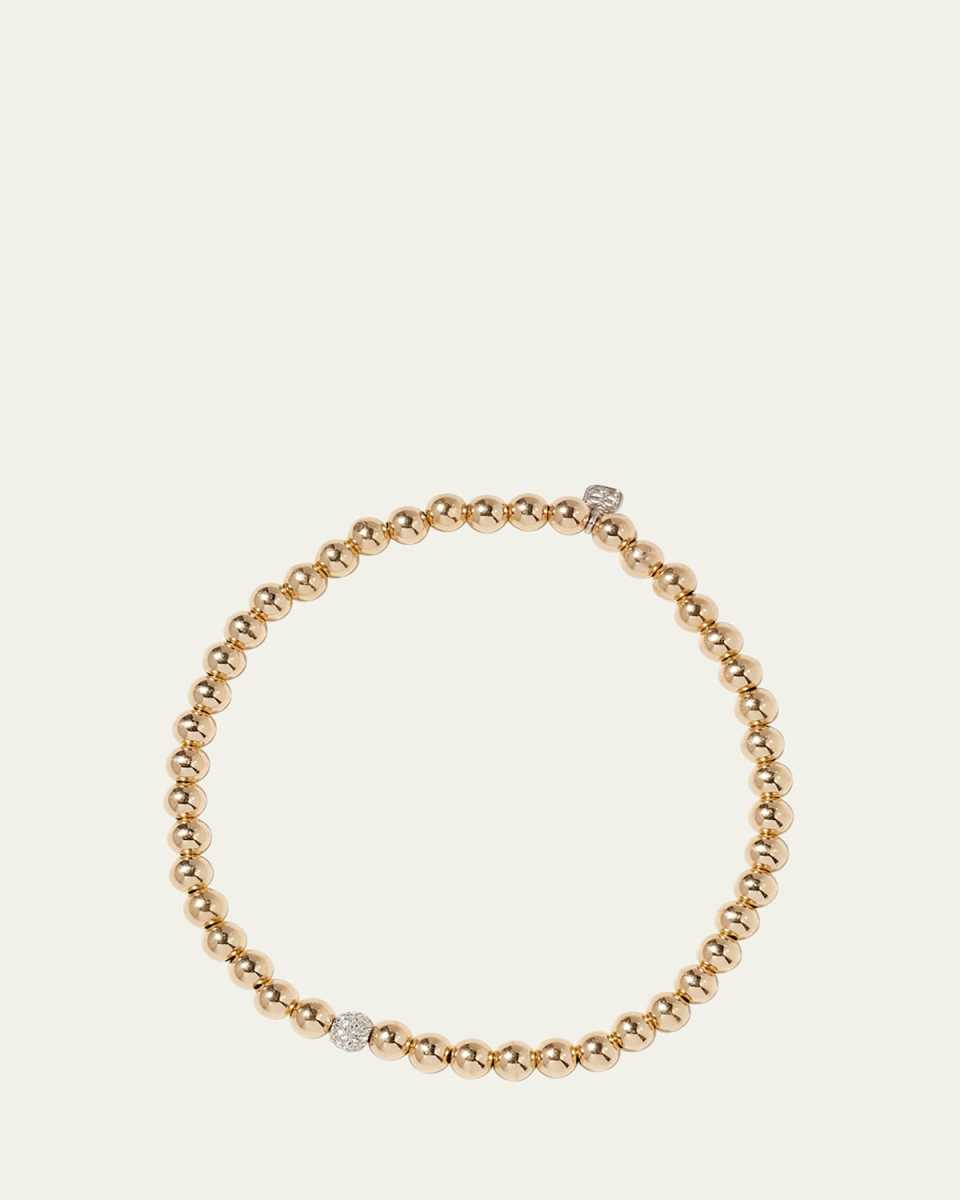 14k White Gold Diamond Bead Ball Bracelet