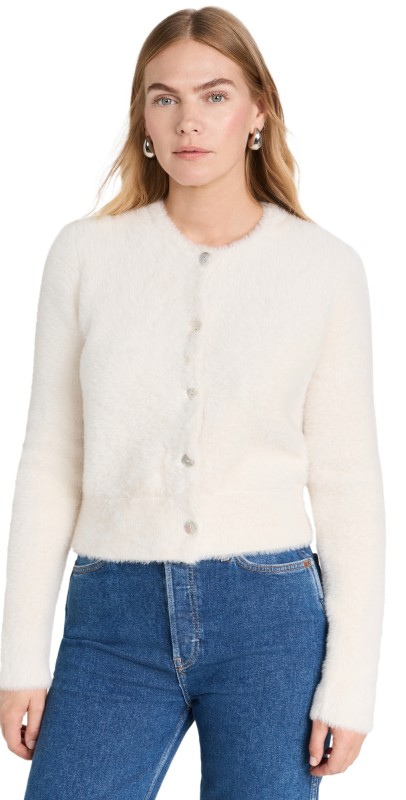 Vince Eyelash Cardigan Off White