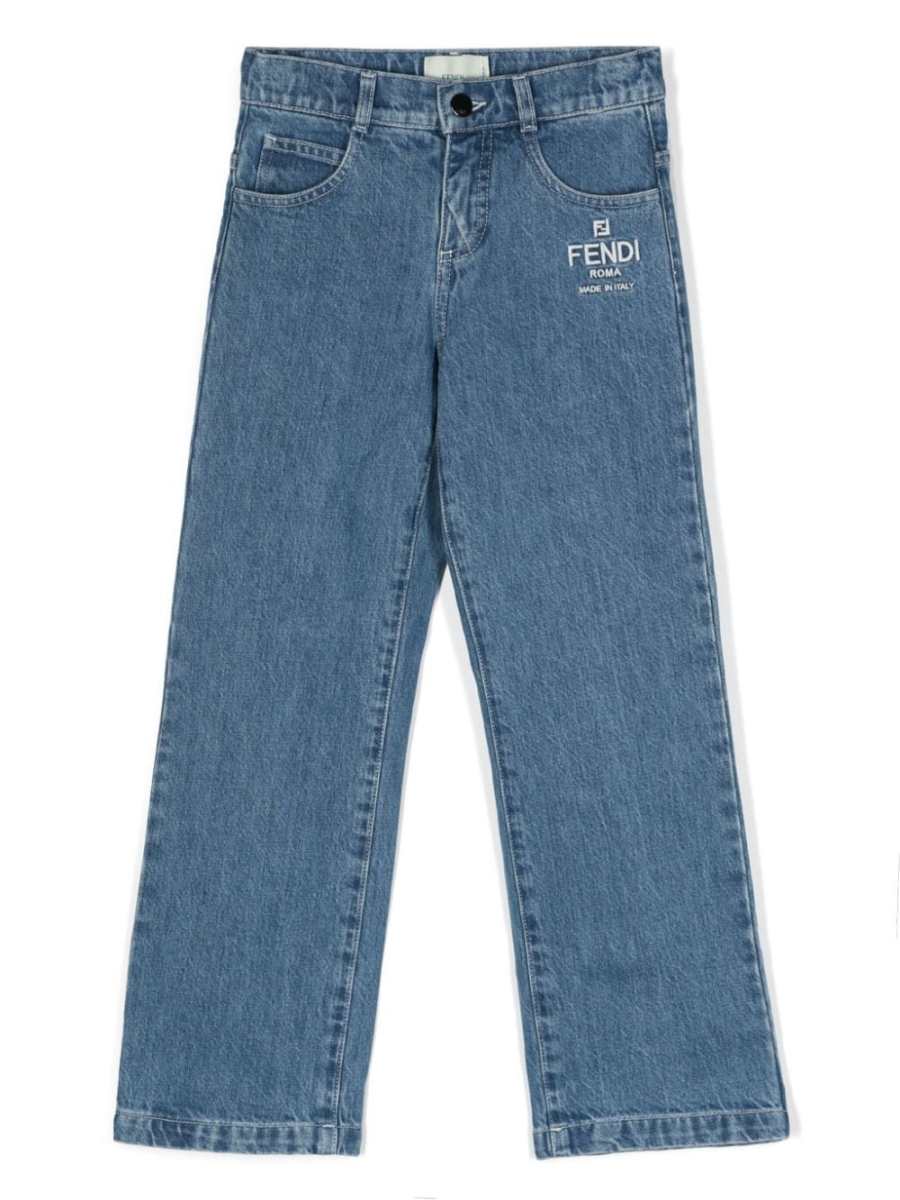 logo-embroidered straight-leg jeans