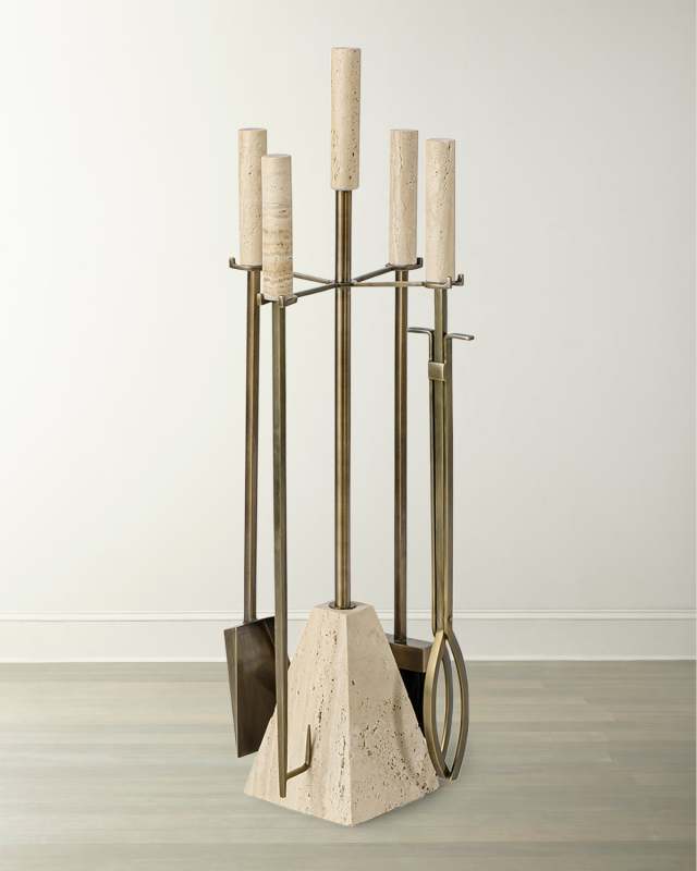 Cordell Travertine Fireplace Tools Set