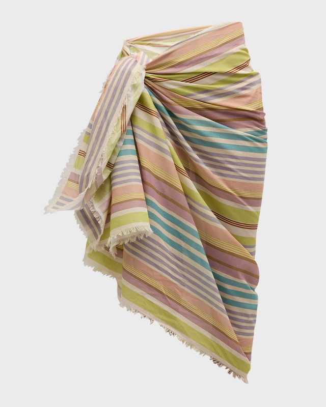 Multi-Striped Cotton Pareo Coverup