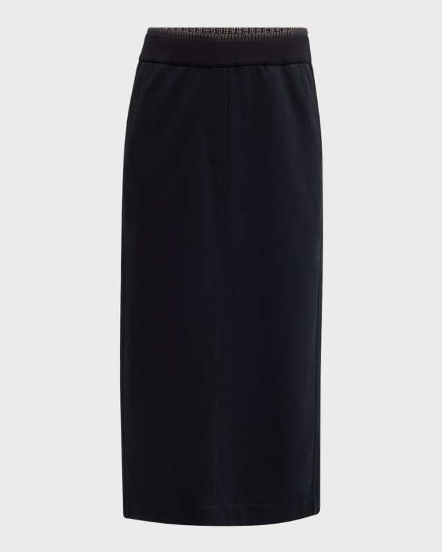 Smooth Cotton Fleece Midi Travel Skirt