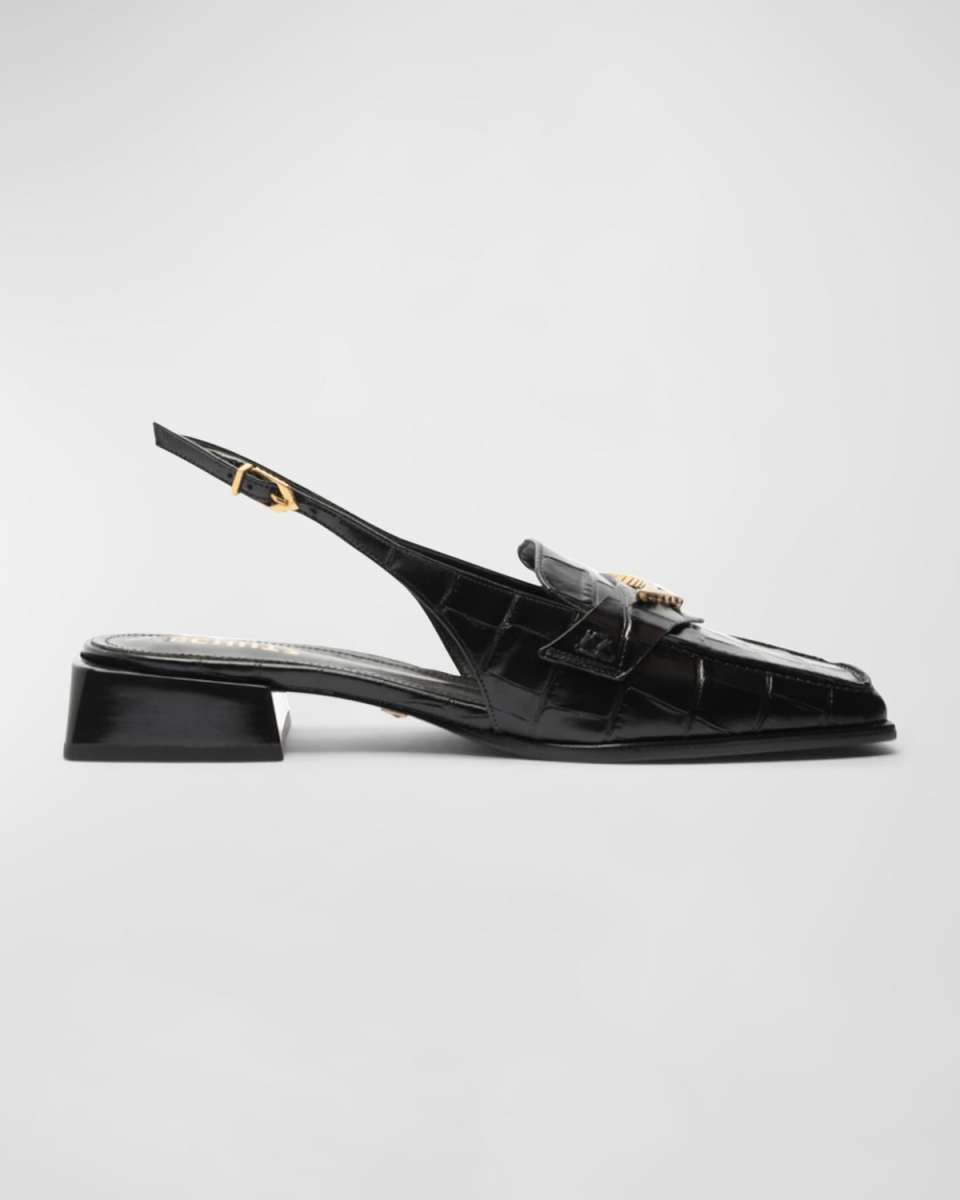 Arizona Slingback Croc-Embossed Loafers