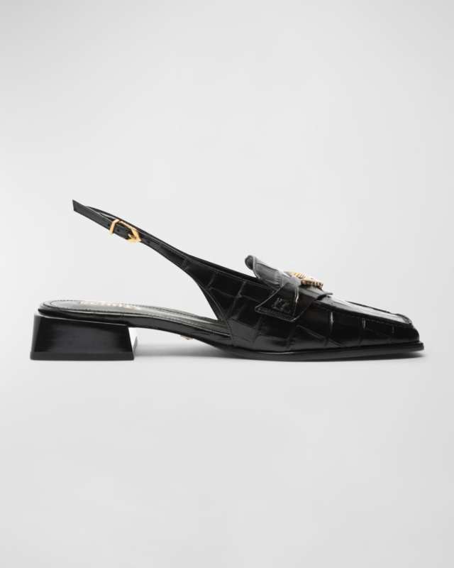 Arizona Slingback Croc-Embossed Loafers