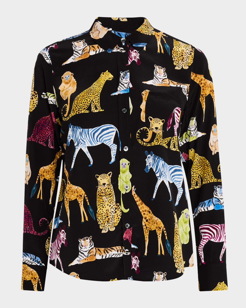 Kate Illustrated Animals Button-Front Shirt