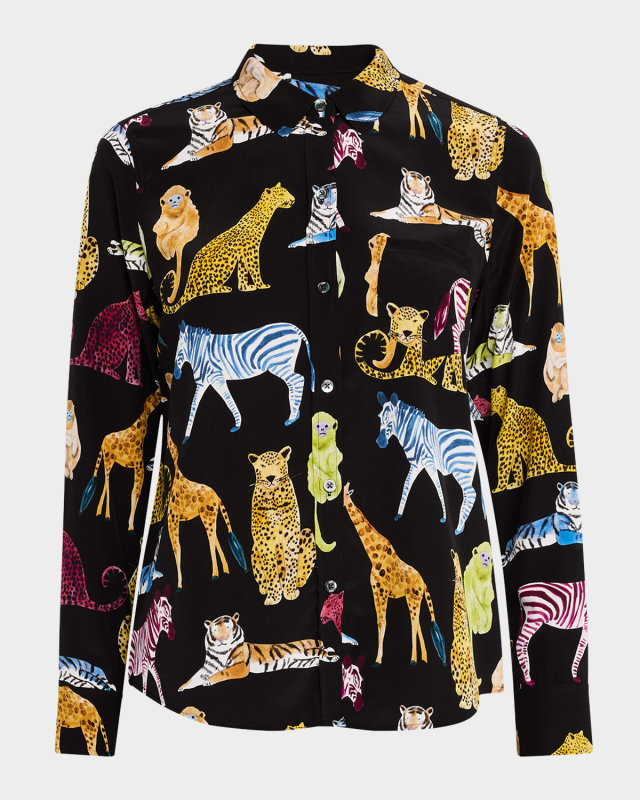 Kate Illustrated Animals Button-Front Shirt