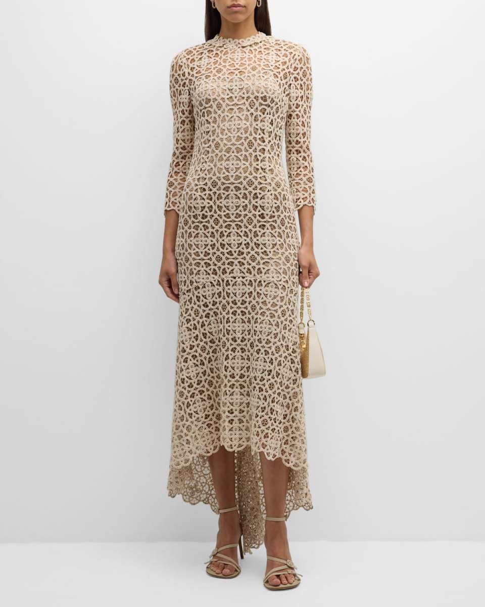 High-Low Stretch Crochet Maxi Dress