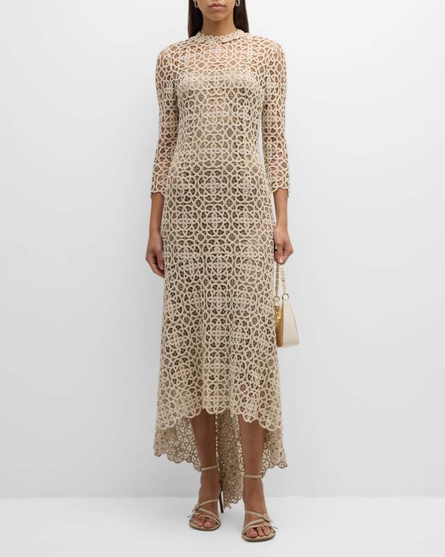 High-Low Stretch Crochet Maxi Dress