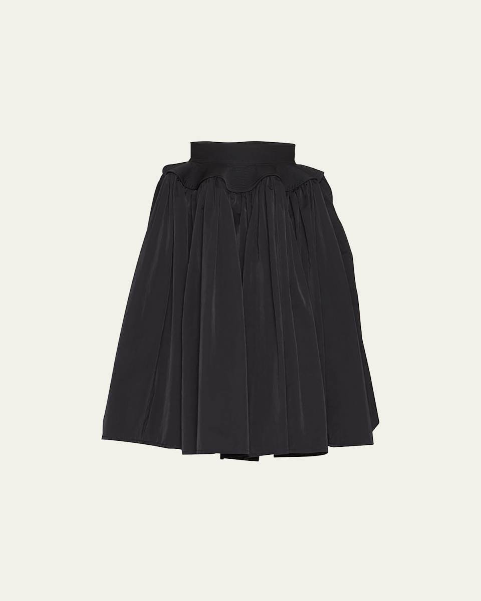 Gathered Midi Skirt w/ Flare Waistband