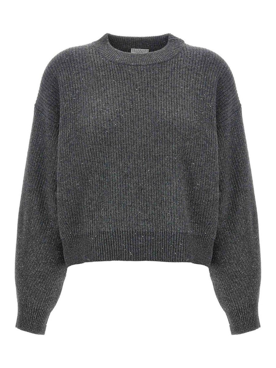 Brunello Cucinelli Pull Col Rond - Gris