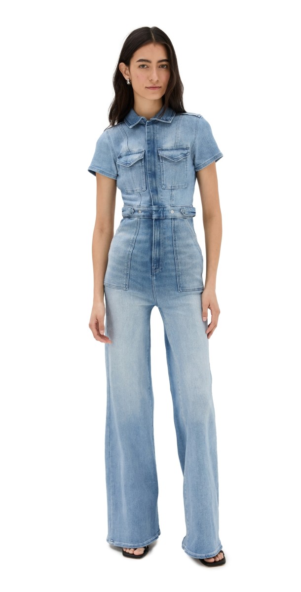 Good American Fit For Success Palazzo Jumpsuit Blue274