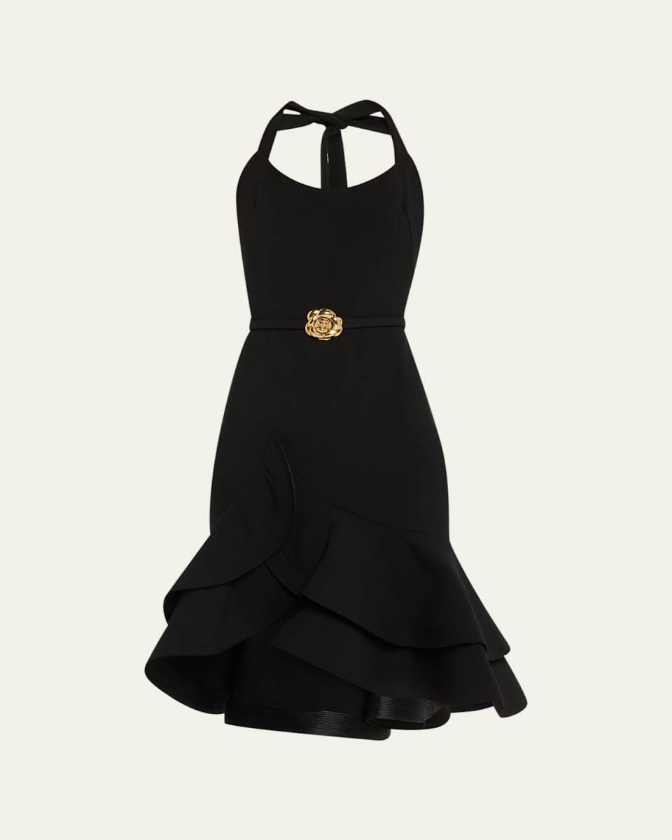 Tiered-Ruffle Drop-Waist Halter Dress