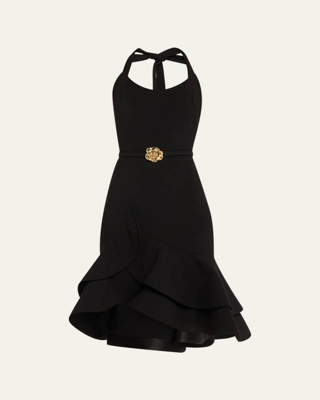 Tiered-Ruffle Drop-Waist Halter Dress
