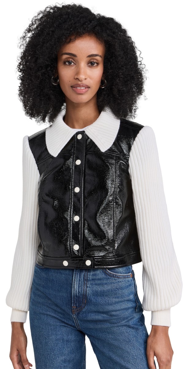 Cinq à Sept Knit Sleeve Ciara Jacket Black/Ivory