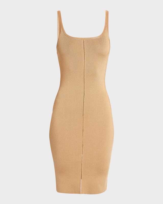 Ladder Stitch Knit Midi Dress