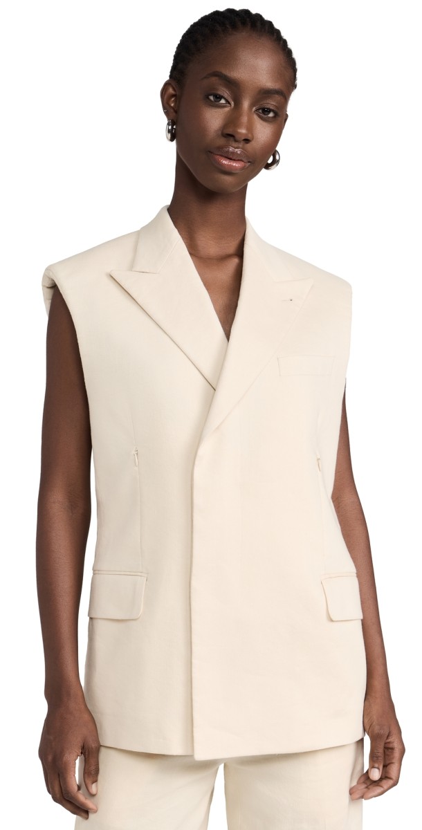 Helmut Lang Sleeveless Car Blazer Summer Sand