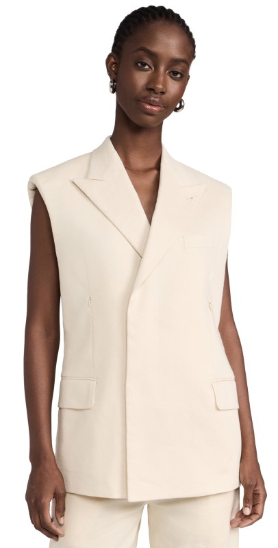 Helmut Lang Sleeveless Car Blazer Summer Sand