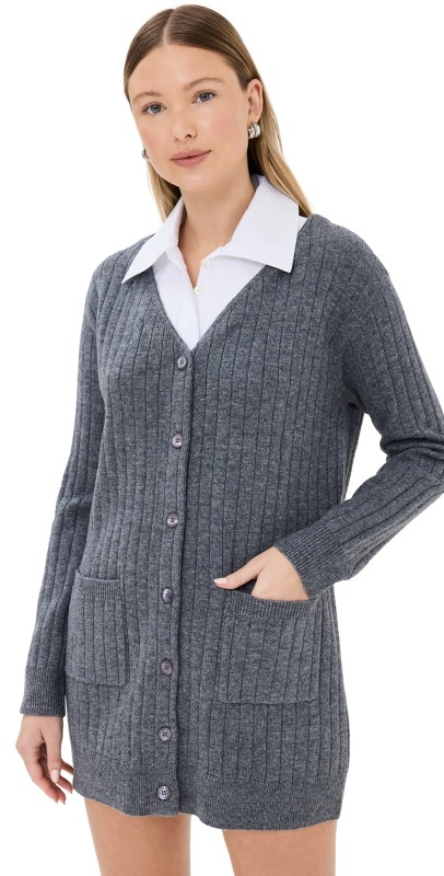 STAUD Wallis Dress Charcoal/White