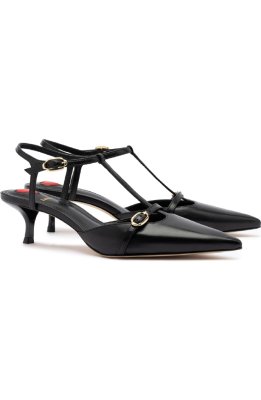 Larroude Grace Ankle Strap Pointed Toe Kitten Heel Pump