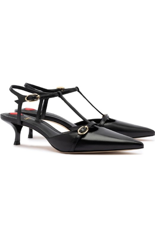 Larroude Grace Ankle Strap Pointed Toe Kitten Heel Pump