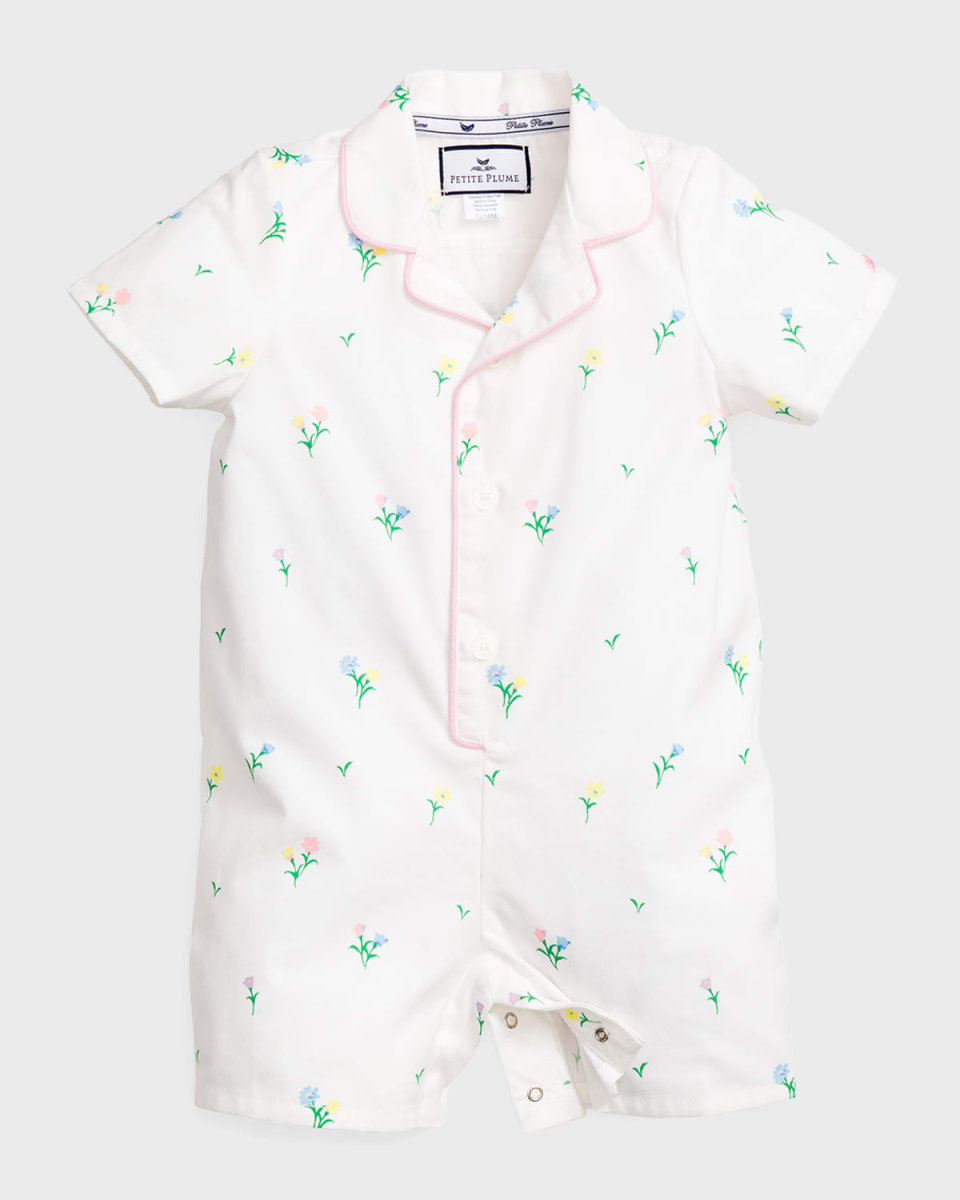 Kid's Tulip-Print Summer Romper, Size 0-24 Months