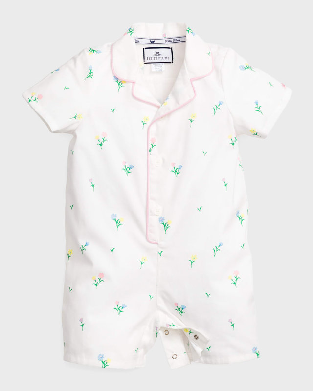 Kid's Tulip-Print Summer Romper, Size 0-24 Months