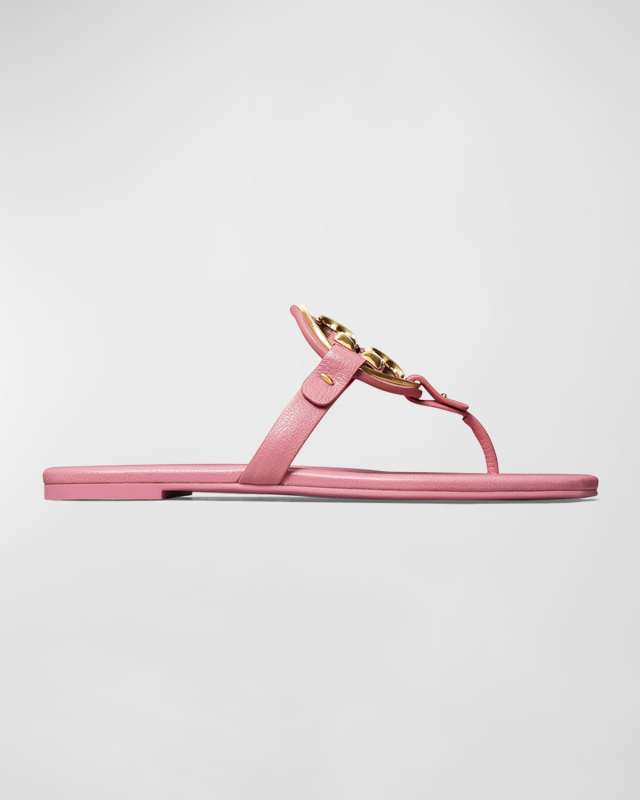 Miller Leather Medallion Flat Thong Sandals