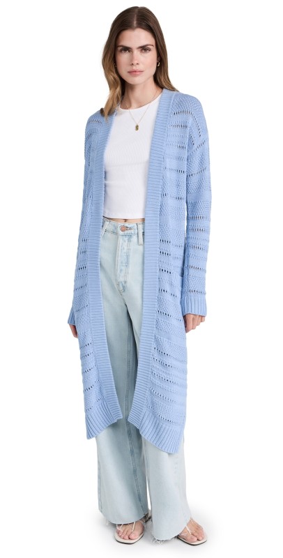 Kerri Rosenthal Sandy Open Stitch Duster Cardigan Blue