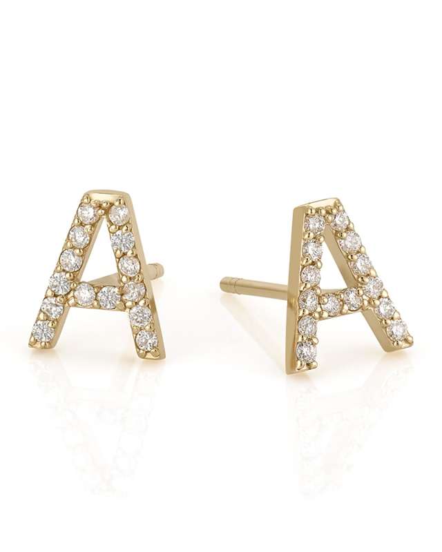 Amelia 14k Gold Diamond Initial Stud Earrings