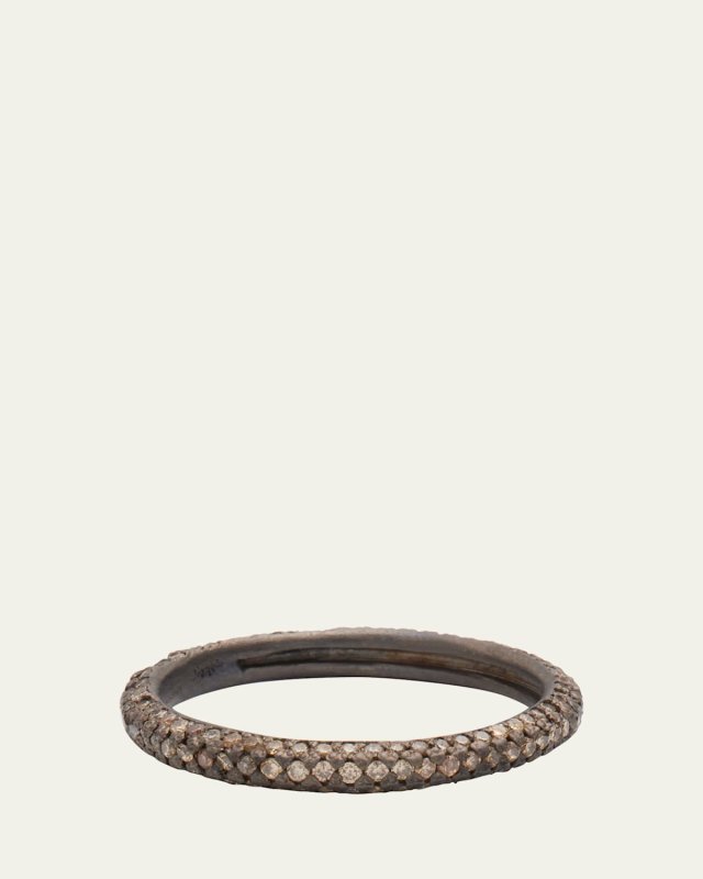 Old World Blackened Band Ring with Champagne Diamonds, Size 6-7