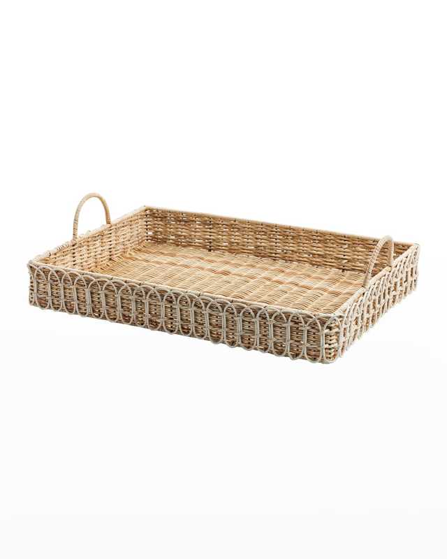 Provence Rattan 22.5" Rectangular Tray - Whitewash