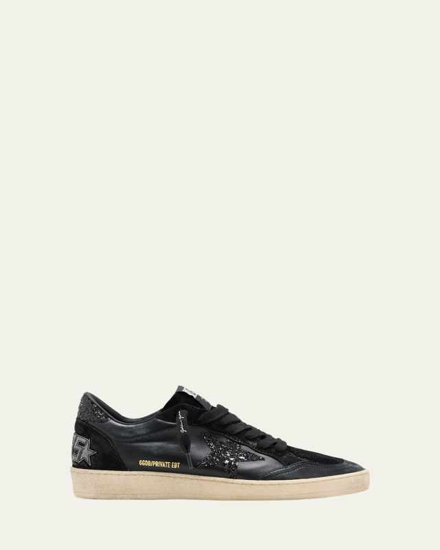 Ball Star Glitter Leather Low-Top Sneakers