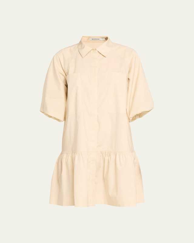 Crissy Puff-Sleeve Cotton Poplin Mini Shirtdress