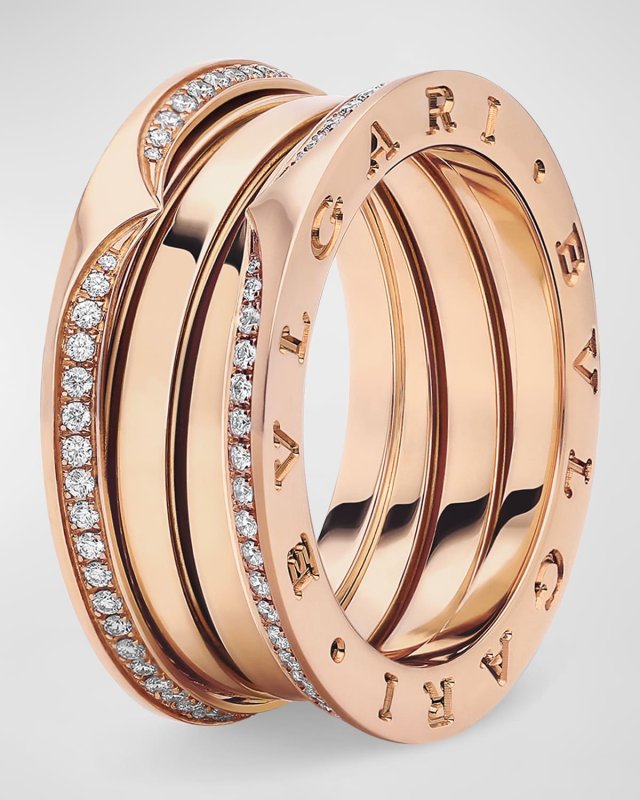 18K Rose Gold B. Zero1 3 Band Pave Edge Ring