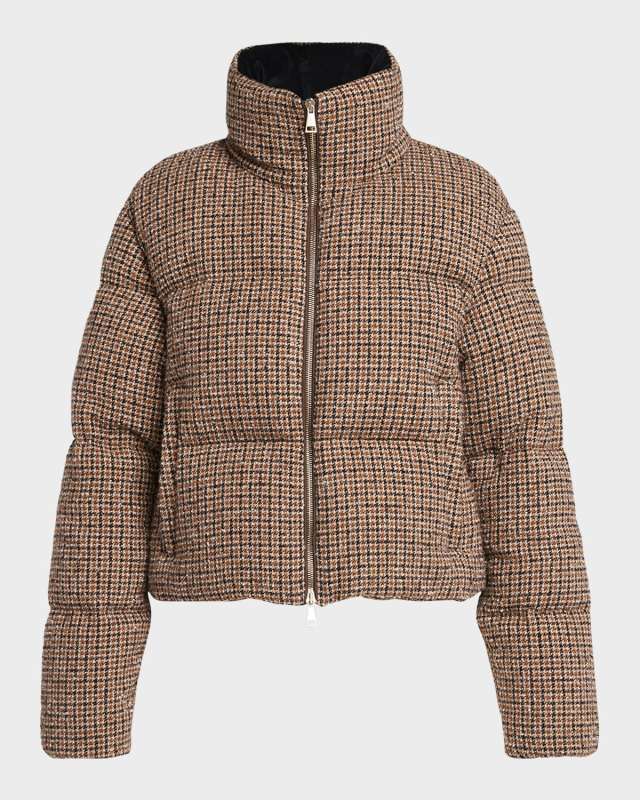 Seboune Check Boucle Puffer Jacket