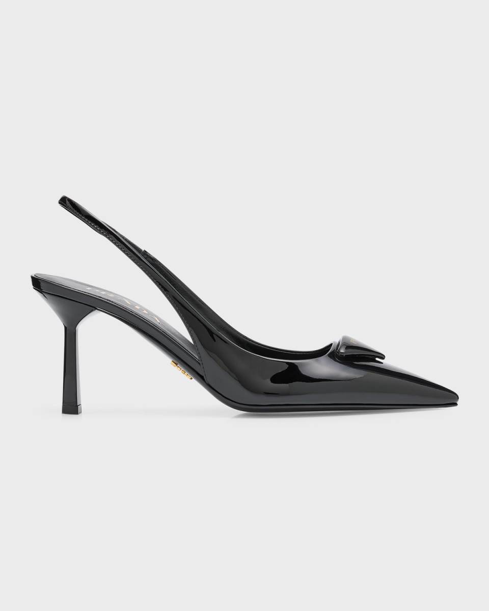 Patent Triangle Slingback Pumps