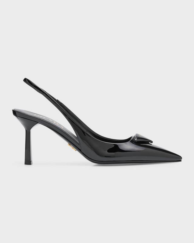 Patent Triangle Slingback Pumps
