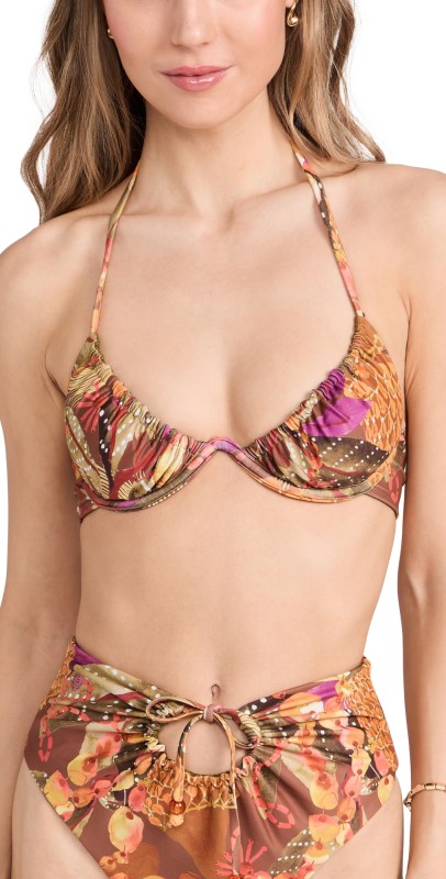 Andrea Iyamah Uwa Bikini Top Kola Print/Olive
