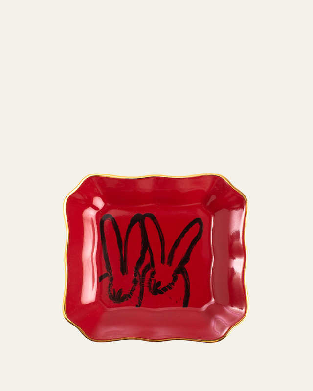 Portrait Plate with Gold Rim - Red
